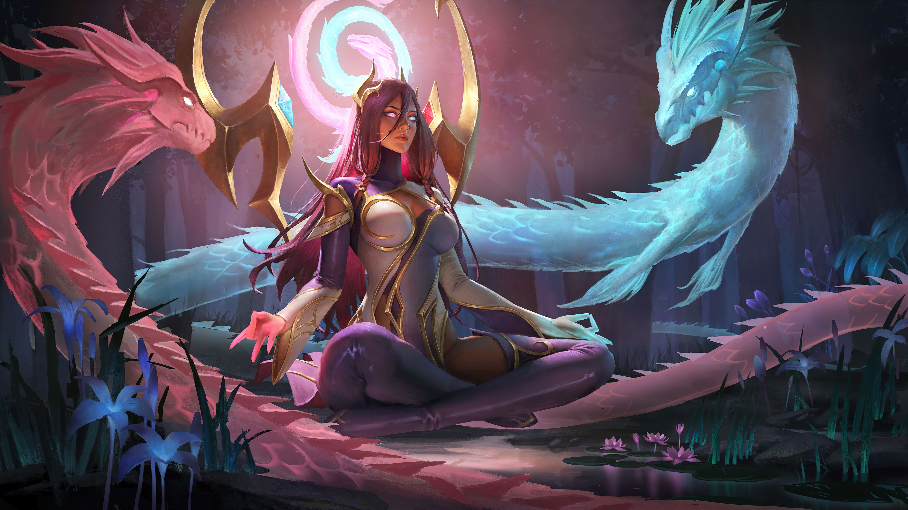 Обои Art, Game, League of Legends, Skin, LoL, Karma, Tranquility Dragon на  телефон и рабочий стол, раздел игры, разрешение 3840x2160 - скачать