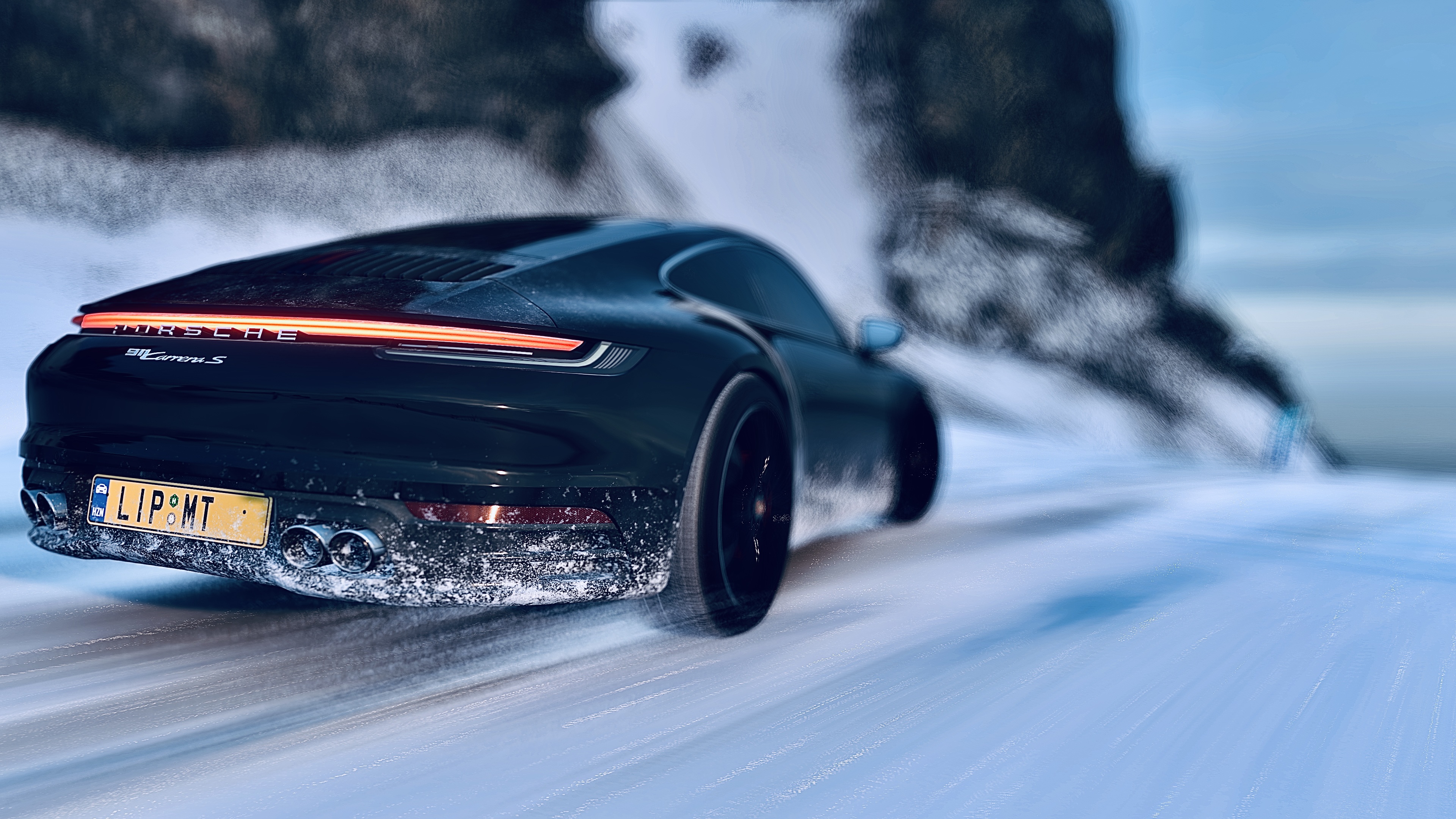 Porsche 911 Winter Snow вертикально