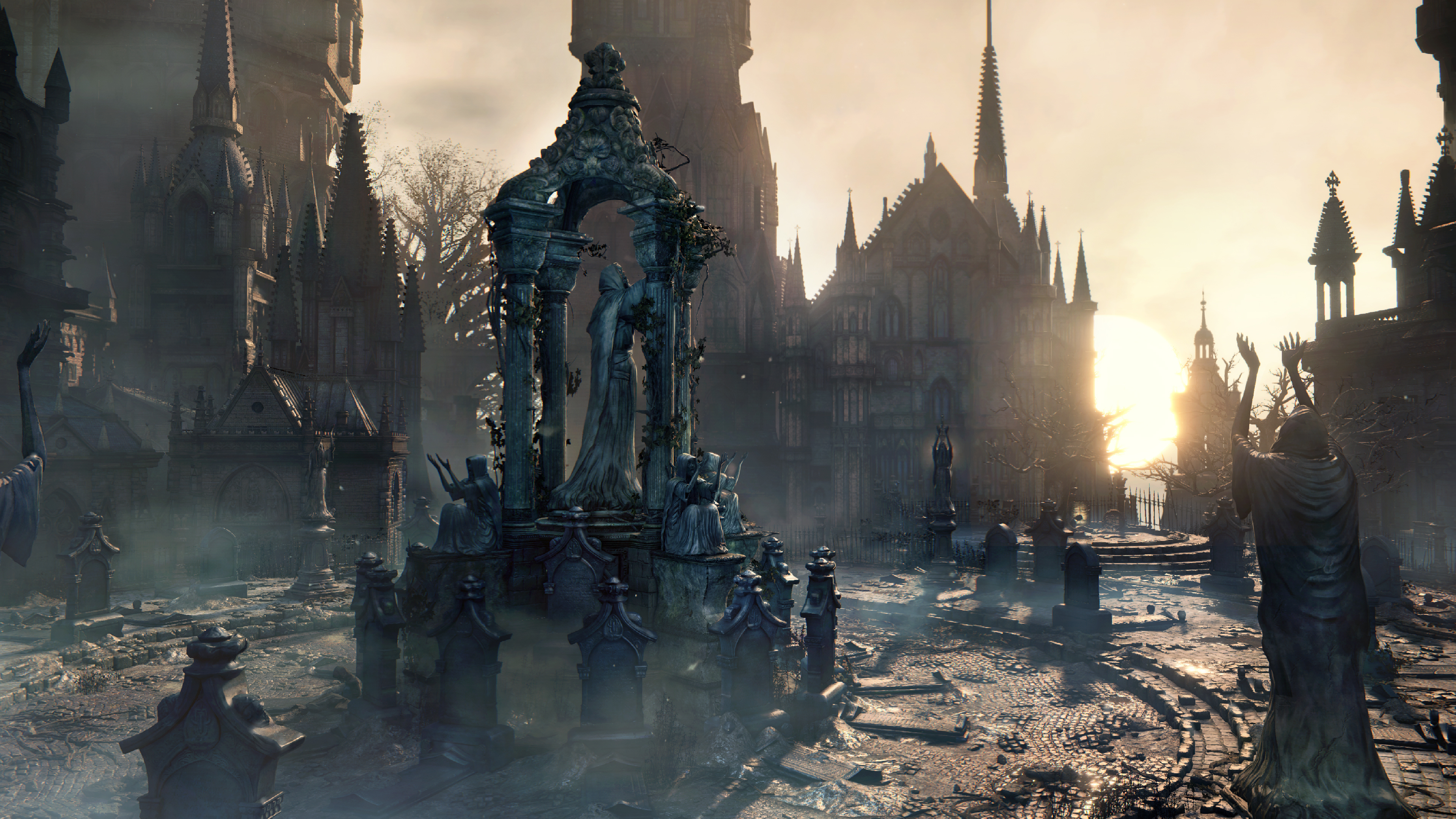 Скачать обои gothic, architecture, Bloodborne, The Old Hunters, Old  Hunters, Bloodborne:The Old Hunters, раздел игры в разрешении 3840x2160