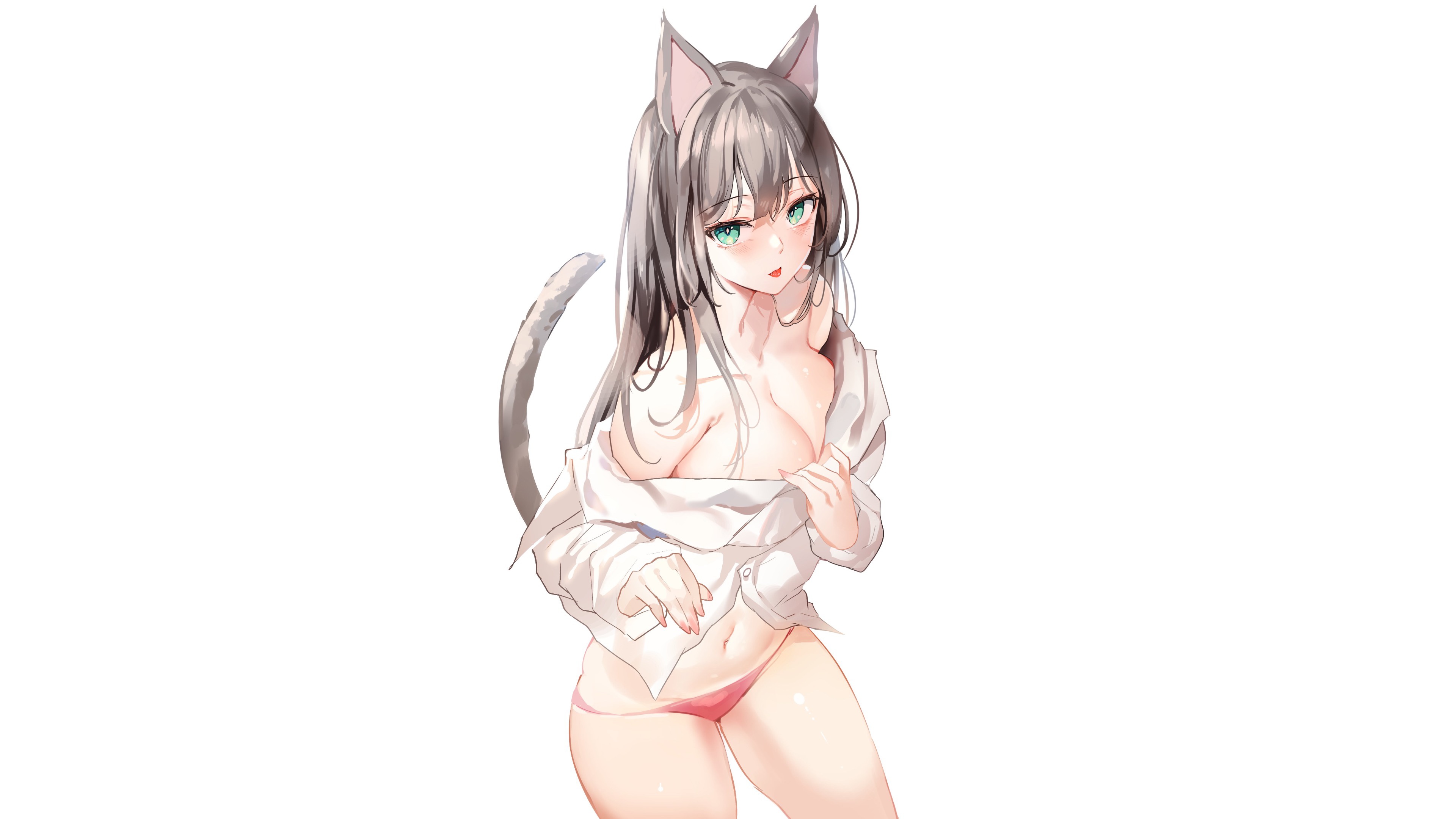 Обои girl, sexy, cleavage, Anime, pussy, boobs, pretty, kitty на телефон и  рабочий стол, раздел сэйнэн, разрешение 3840x2160 - скачать