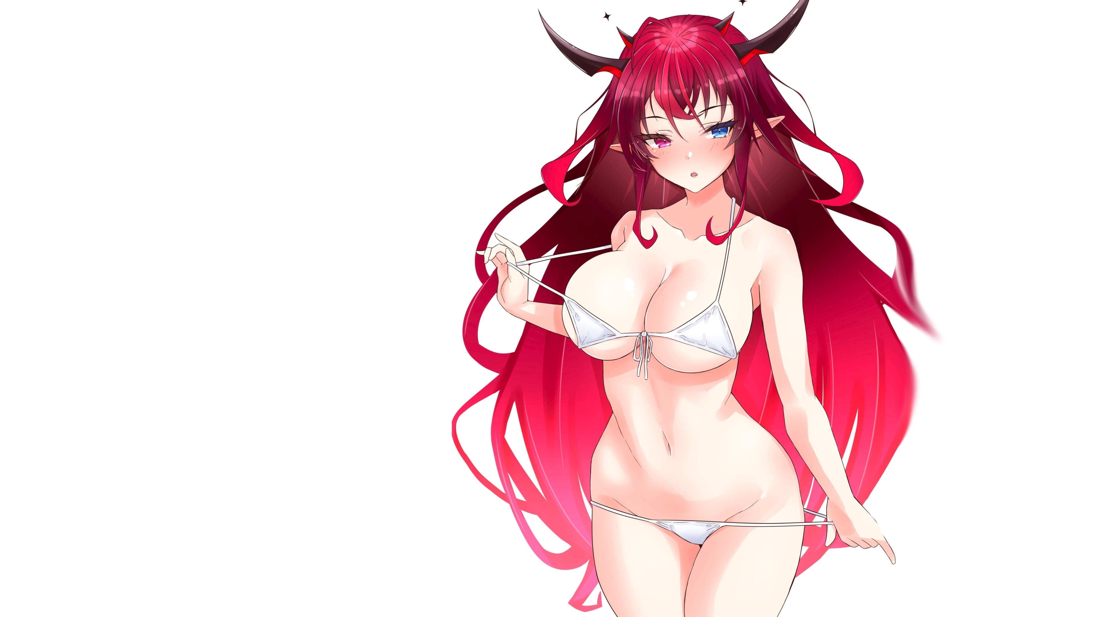 Скачать обои girl, hot, sexy, horns, boobs, anime, big boobs, babe, раздел  сэйнэн в разрешении 3840x2160