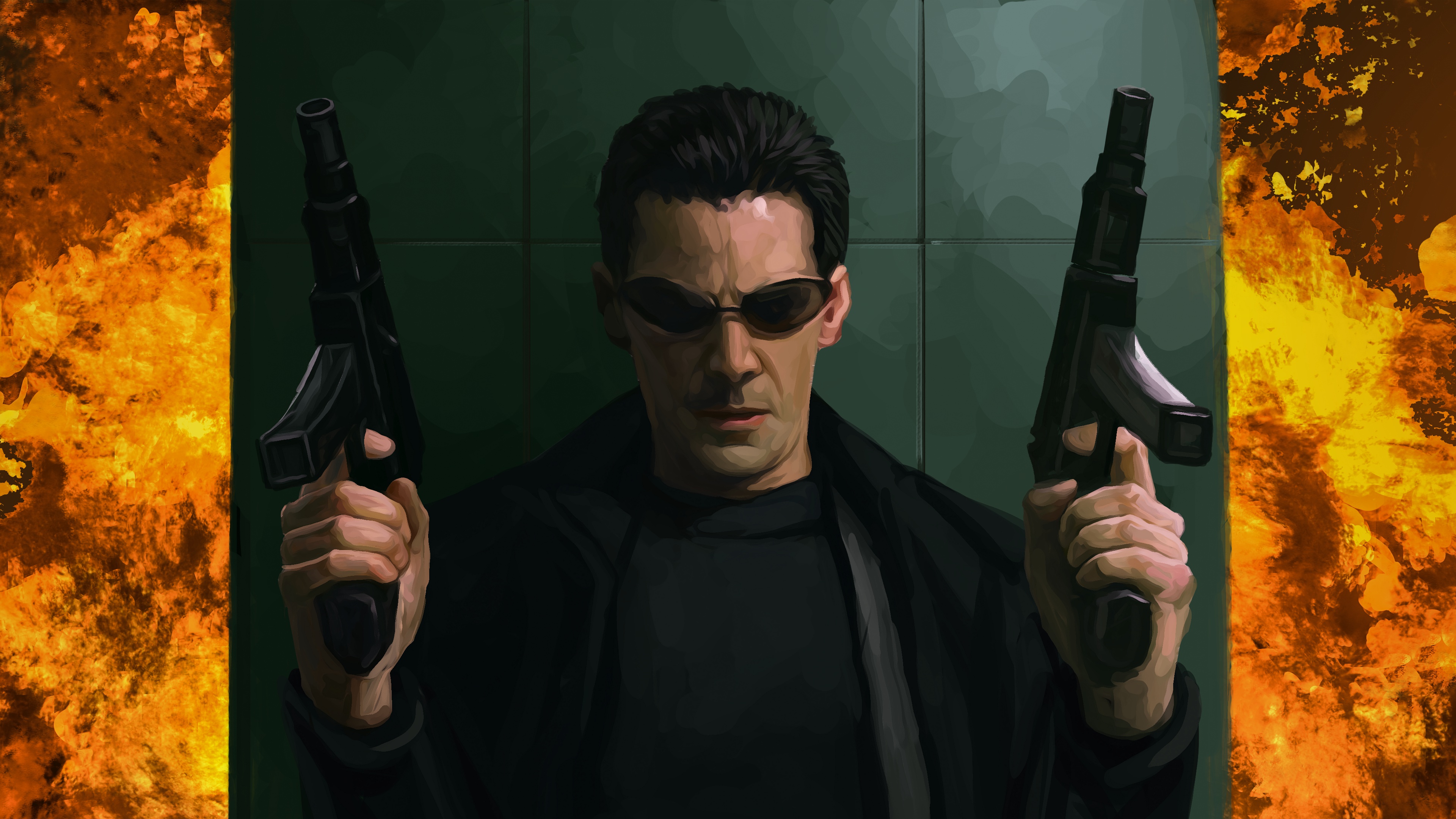 Скачать обои Matrix, Neo, Матрица, Keanu Reeves, раздел фильмы в разрешении  3840x2160