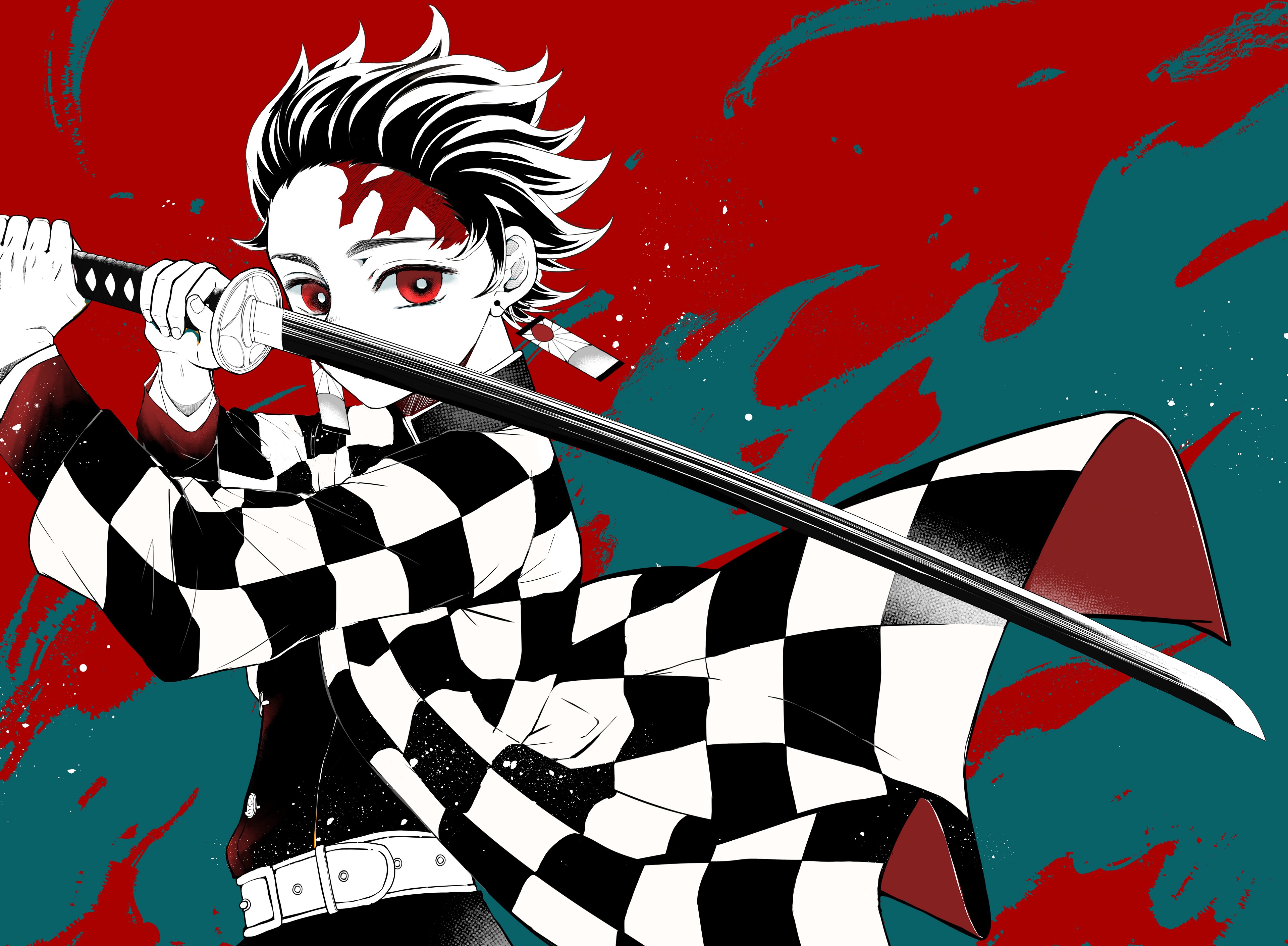 Обои меч, парень, Demon Slayer Kimetsu no Yaiba на телефон и рабочий стол,  раздел сёнэн, разрешение 3840x2820 - скачать