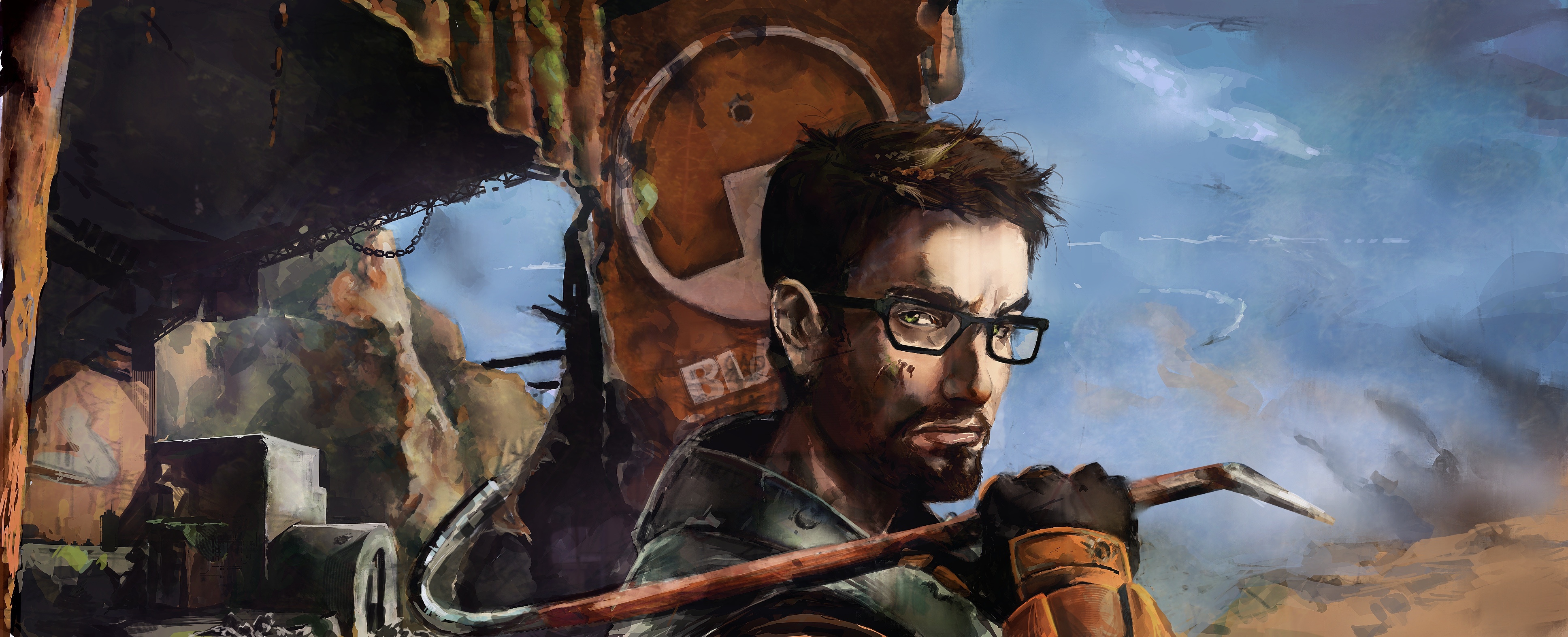 Обои half-life, freeman, gordon на телефон и рабочий стол, раздел игры,  разрешение 3872x1574 - скачать