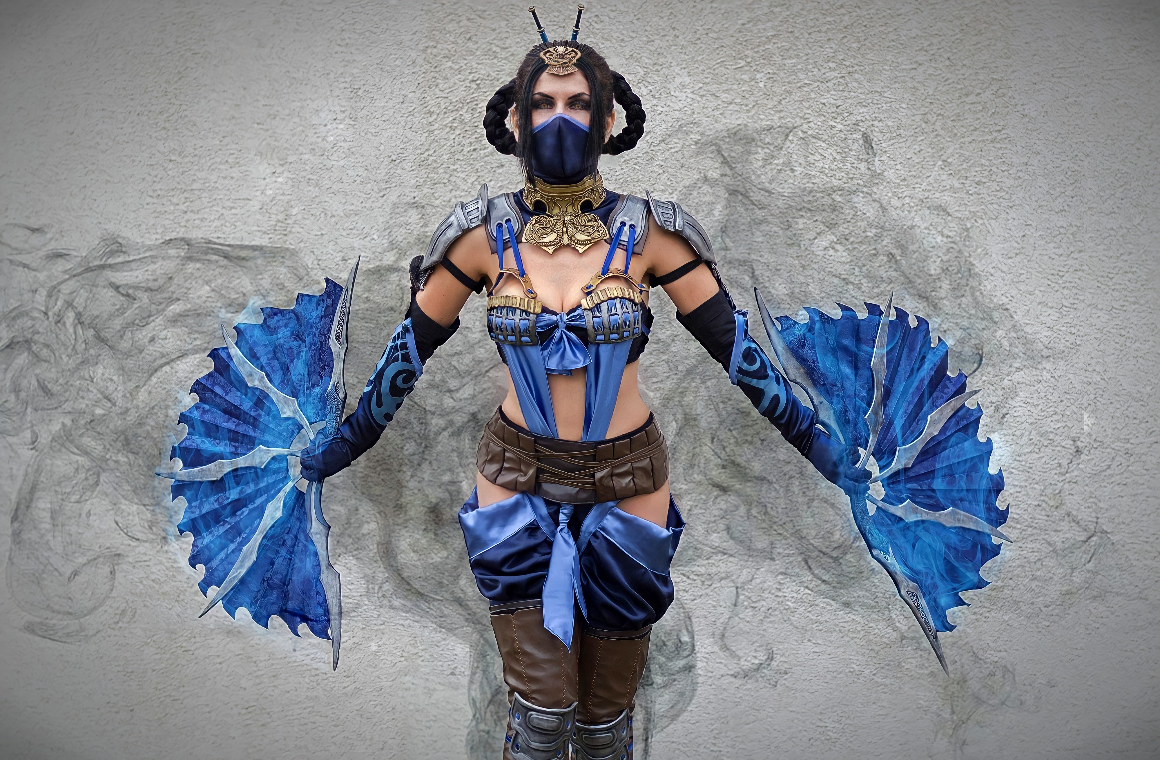 Скачать обои girl, Mortal Kombat, cosplay, Kitana, mask, costume, fan,  video games, раздел девушки в разрешении 4000x2621