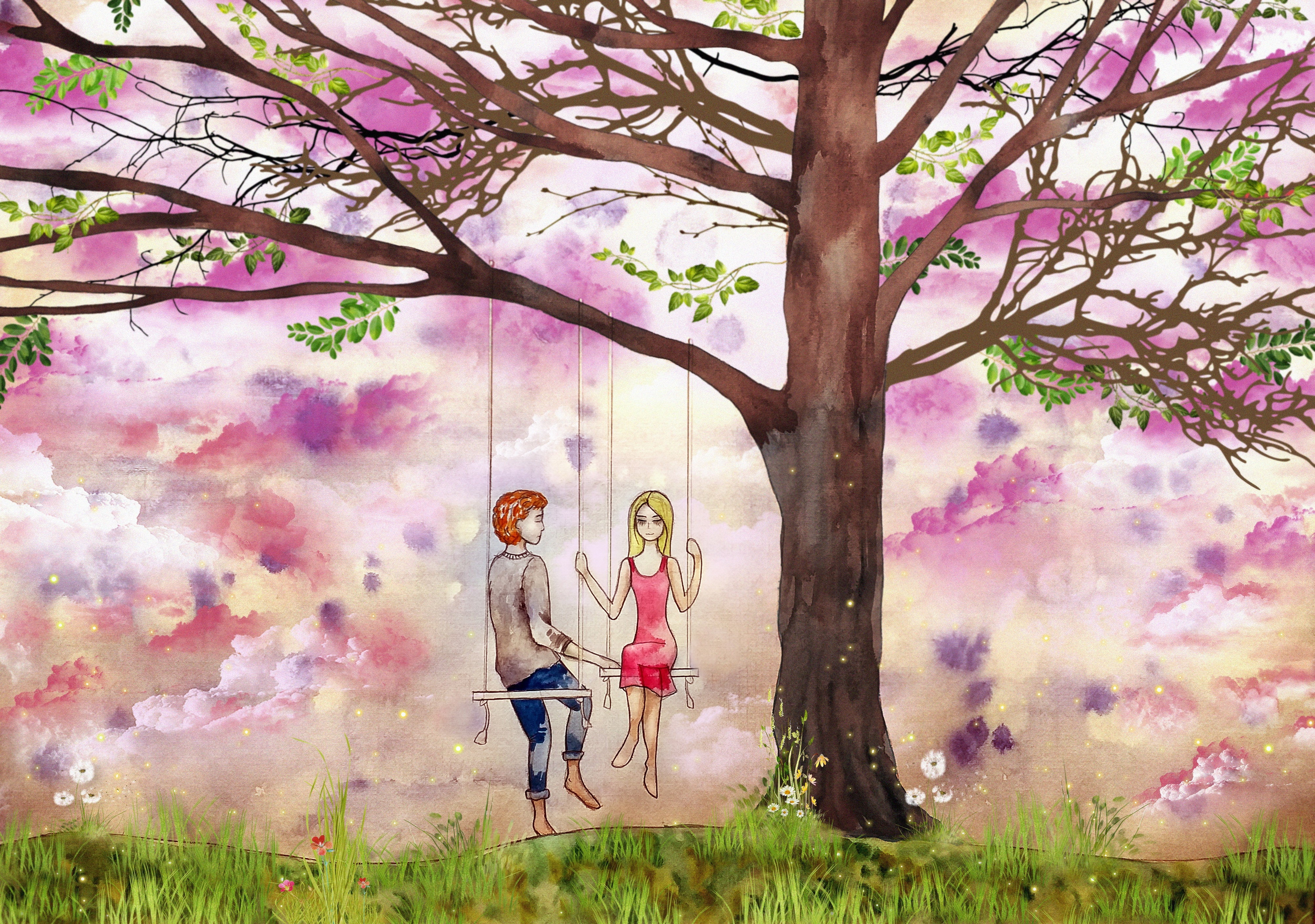 Человек стоит под деревом. Влюбленные под деревом. Девушка под деревом. Человек и природа рисунок. Пара под деревом.