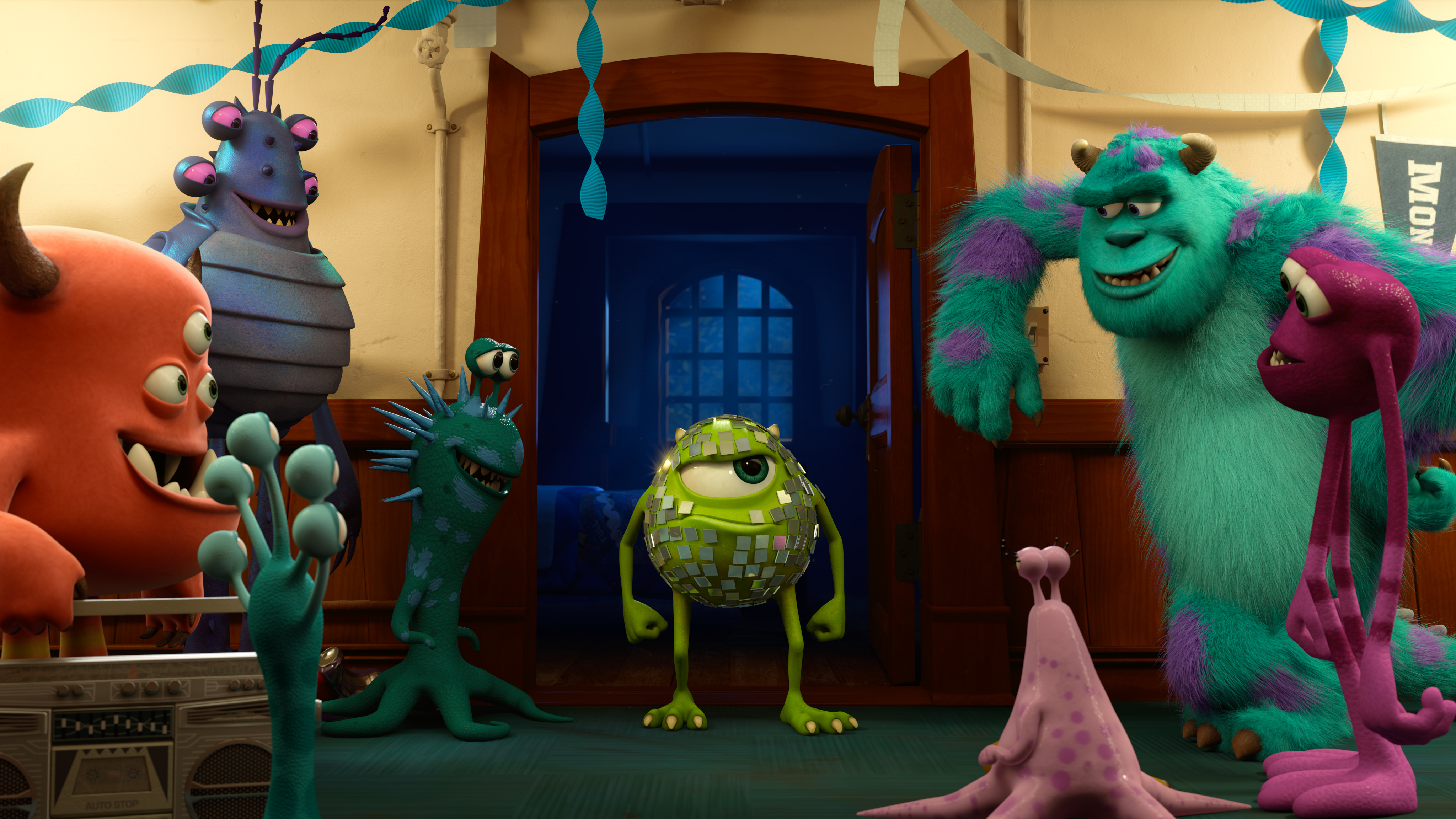 Обои Академия монстров, MONSTERS UNIVERSITY, Mike Wazowski, Sulley,  Monsters University на телефон и рабочий стол, раздел фильмы, разрешение  4096x2304 - скачать