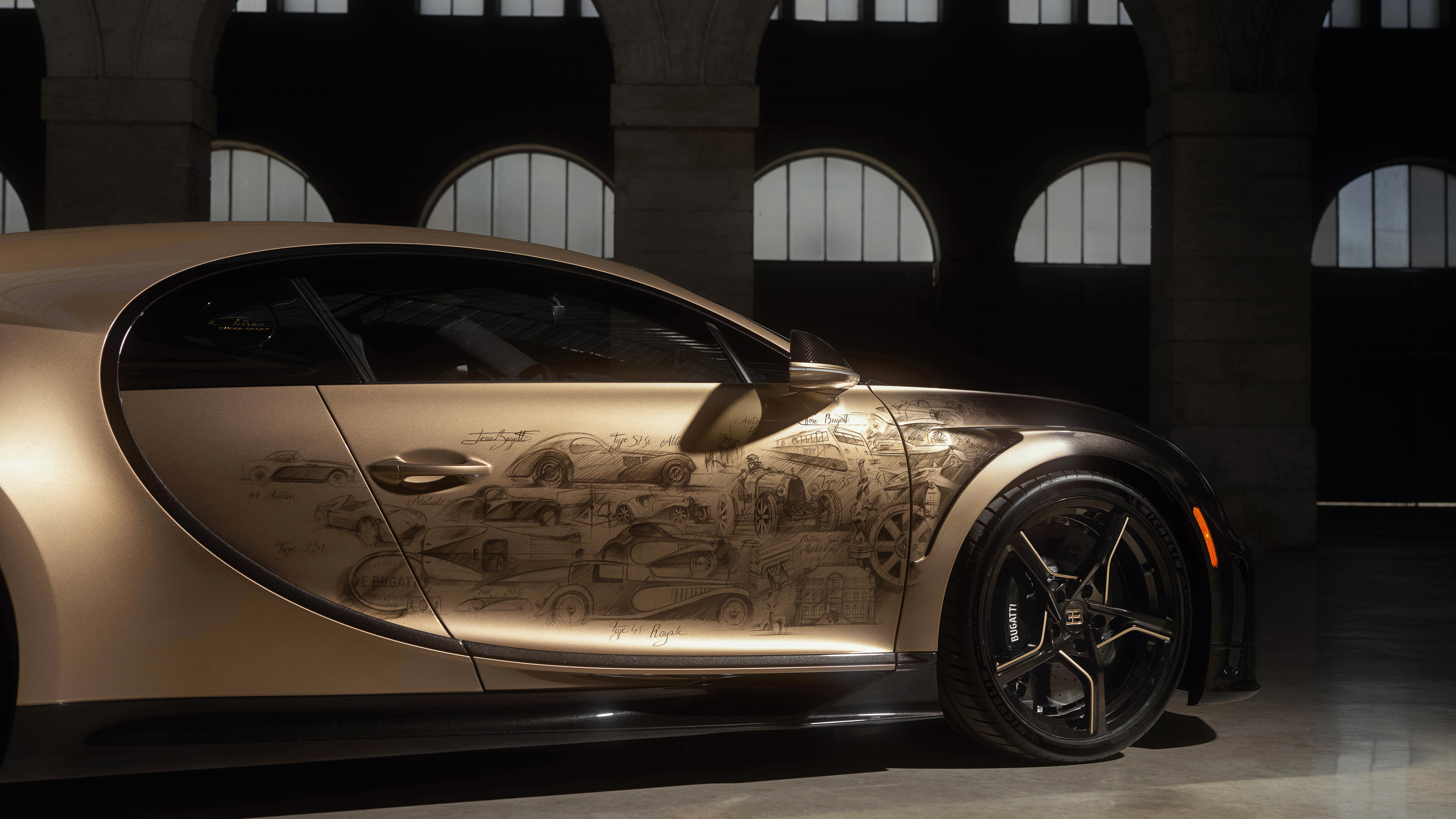 Скачать обои Bugatti, close up, Chiron, Bugatti Chiron Super Sport Golden  Era, раздел bugatti в разрешении 4096x2304