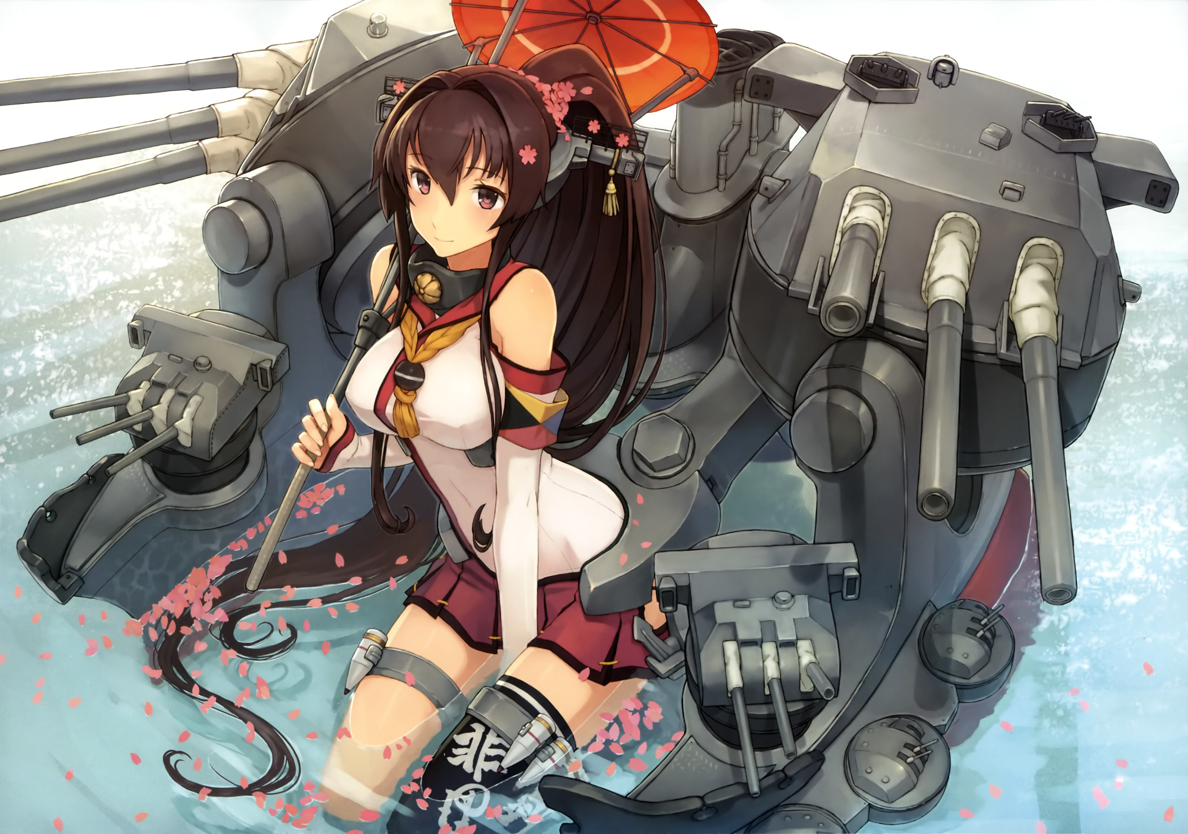 Скачать обои девушка, робот, зонт, арт, mars, kantai collection, yamato  super battleship, раздел прочее в разрешении 4098x2878