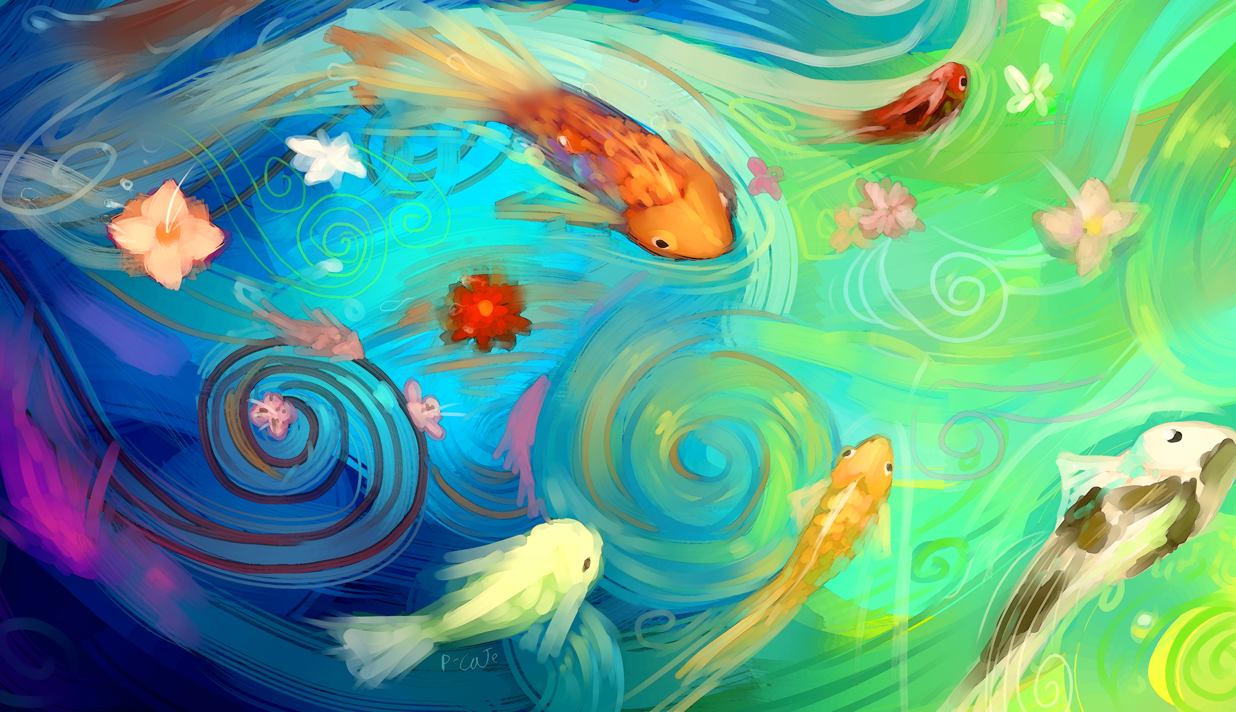 Воображение цветы. Рыбки абстракция. Рыбы в абстрактной живописи. Заставка на рабочий стол рыбки. Абстракция рисунки.