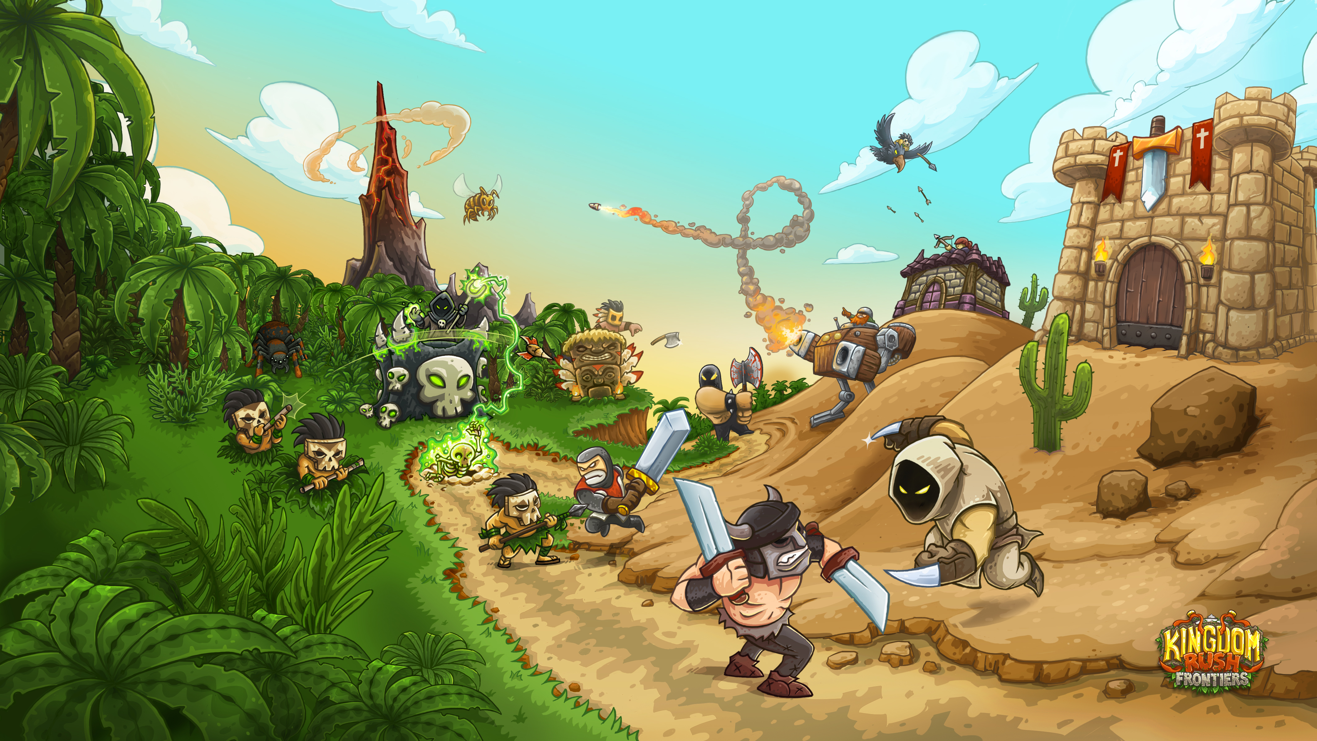 Скачать обои башни, game, Kingdom Rush Frontiers, Kingdom Rush, раздел игры  в разрешении 4252x2392