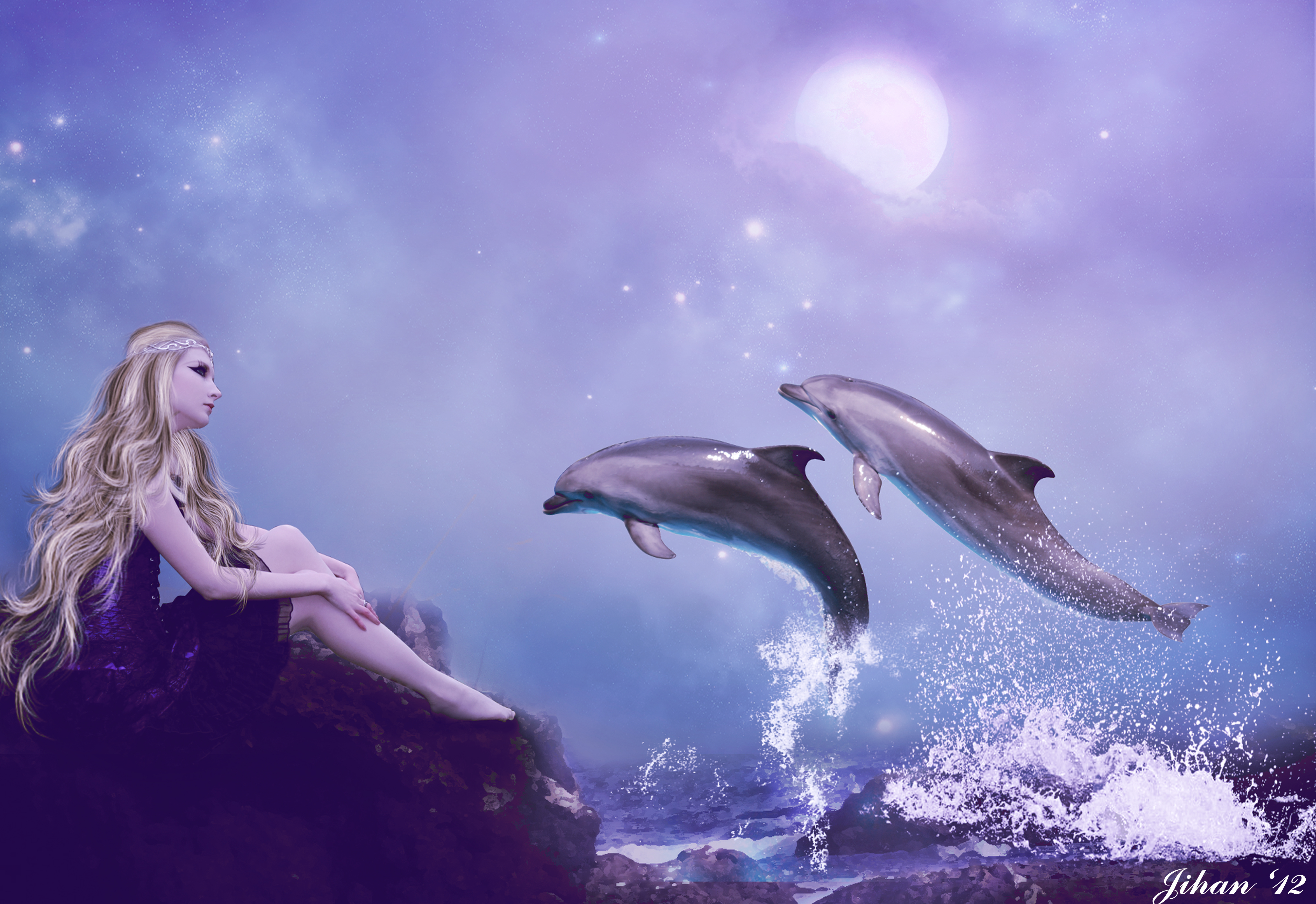 Песни луна дельфины. Дельфины. Дельфины в море. Дельфин в море. Девушка и Дельфин.