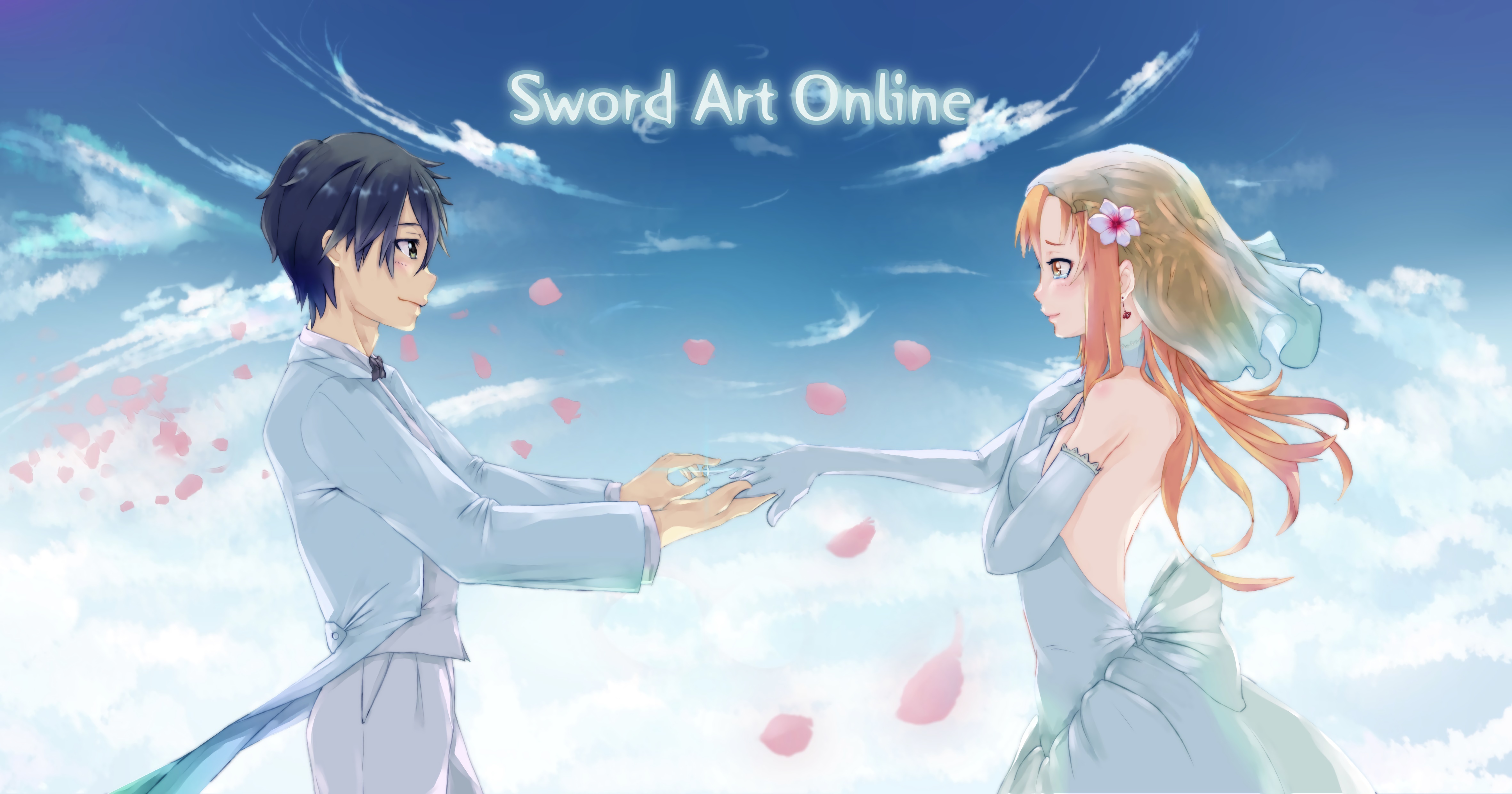 Обои взгляд, аниме, арт, парень, Мастера меча онлайн, Sword Art Online,  Асуна, Кирито на телефон и рабочий стол, раздел прочее, разрешение  4724x2480 - скачать