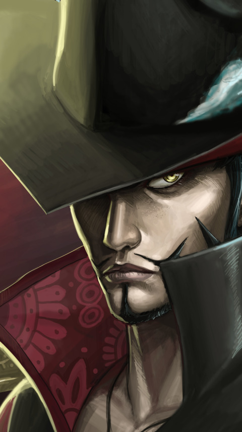 взгляд, оружие, шляпа, перья, парень, One Piece, art, Dracule Mihawk