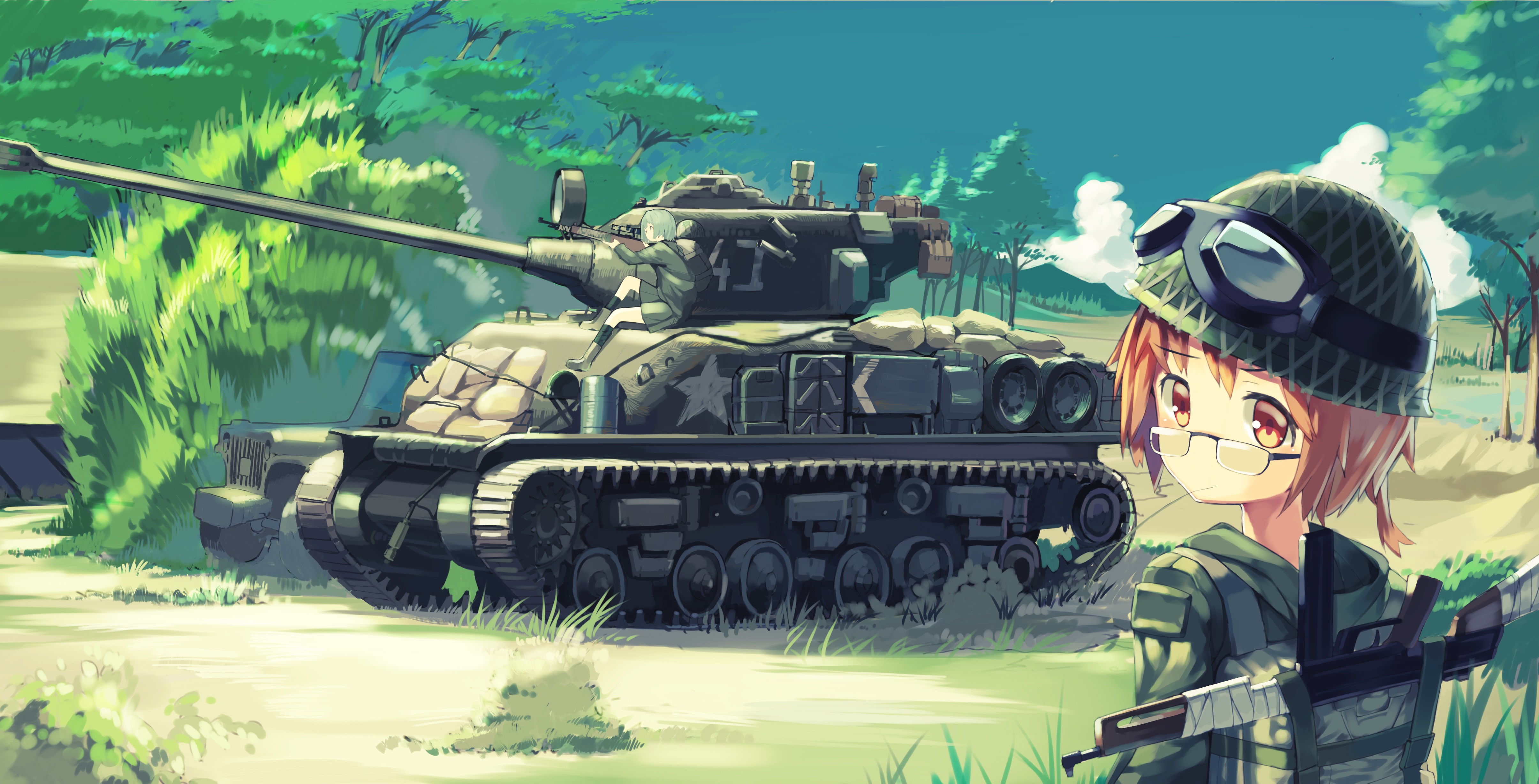 Обои Военные, Танк, Anime, Tank, Military, Шерман, Girls und Panzer, Tank  Girl на телефон и рабочий стол, раздел сёдзё, разрешение 4820x2457 - скачать