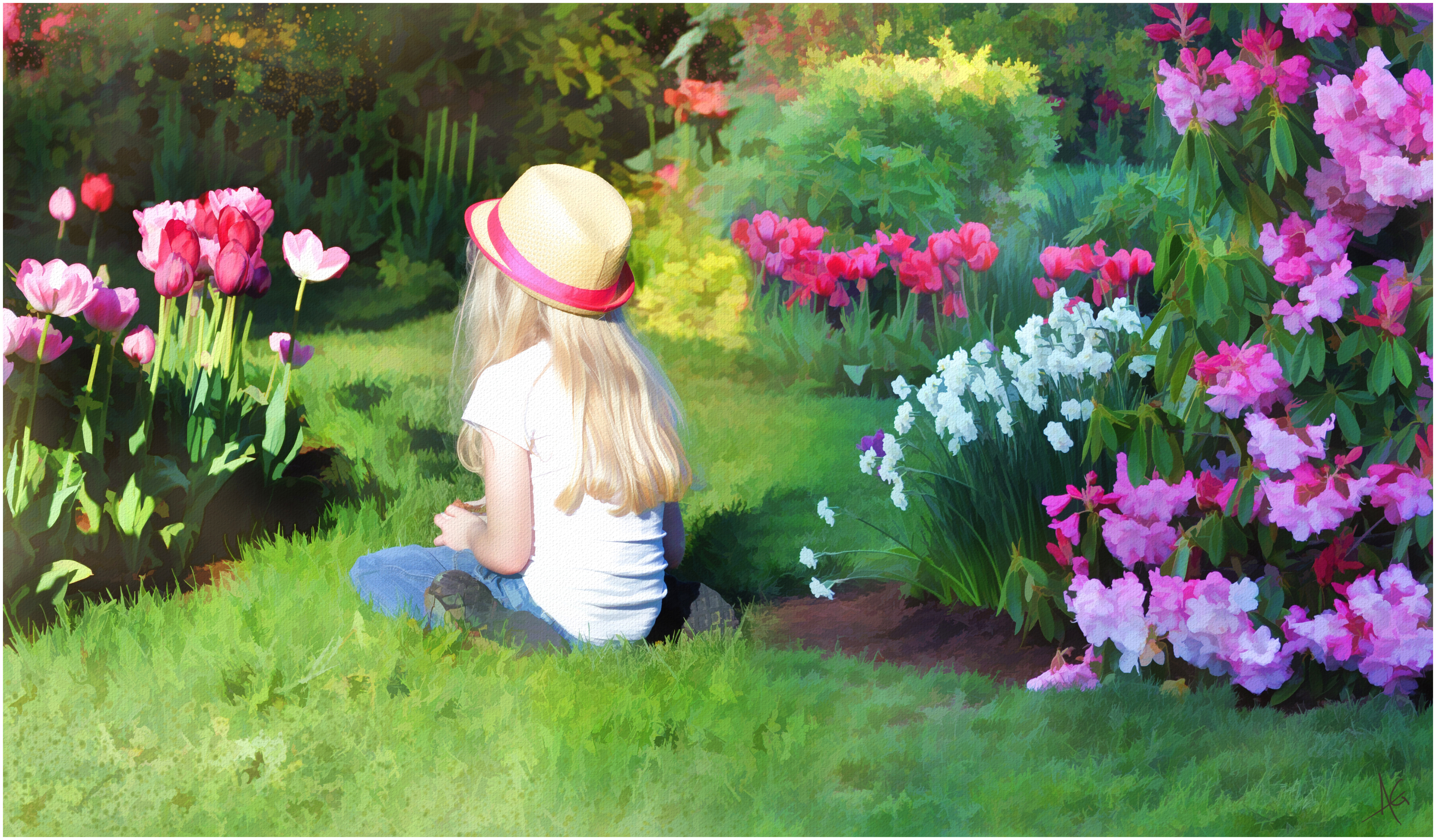 В саду гудят. Живопись - Альберто Гильен. Картины Альберто Гильен женские образы. Девушка в саду. Картина сад.