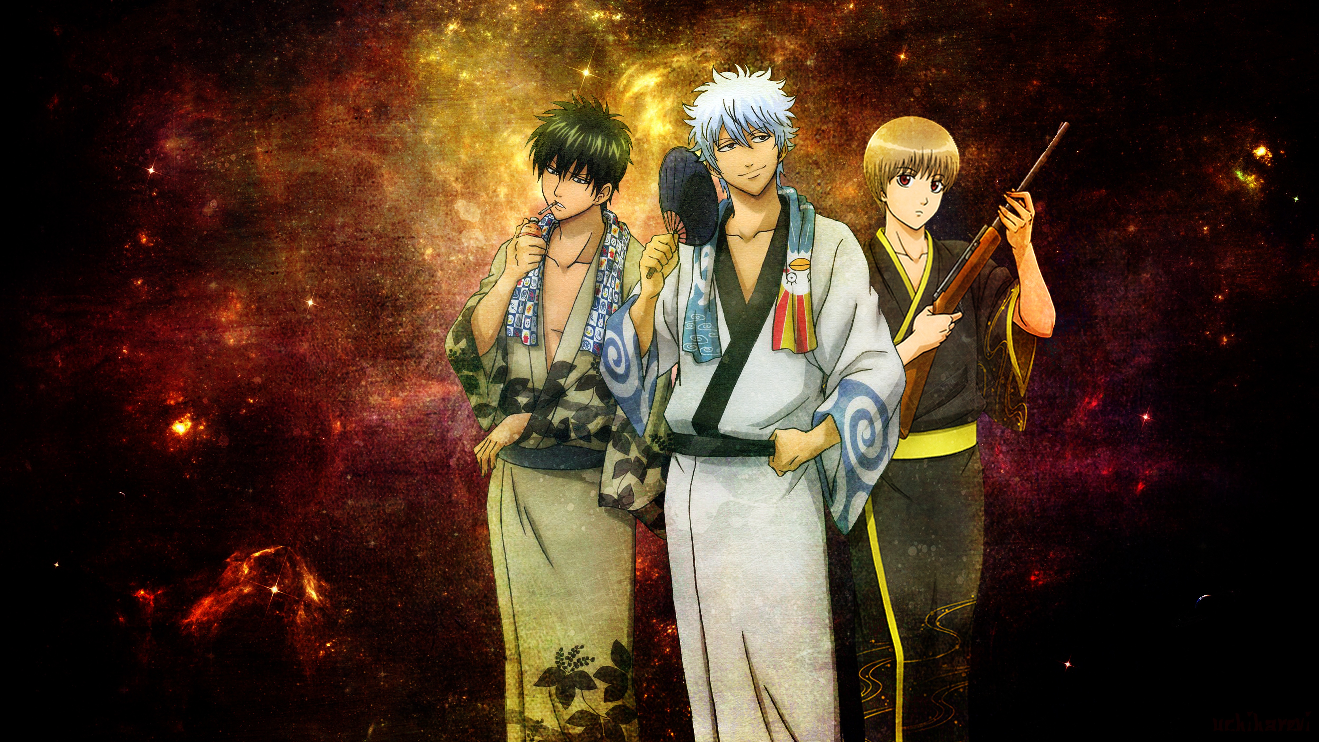 Скачать обои аниме, gintama, sakata gintoki, гинтама, gintoki, hijikata  toshiro, okita sougo, gintoki and hijikata, раздел сёнэн в разрешении  5000x2815