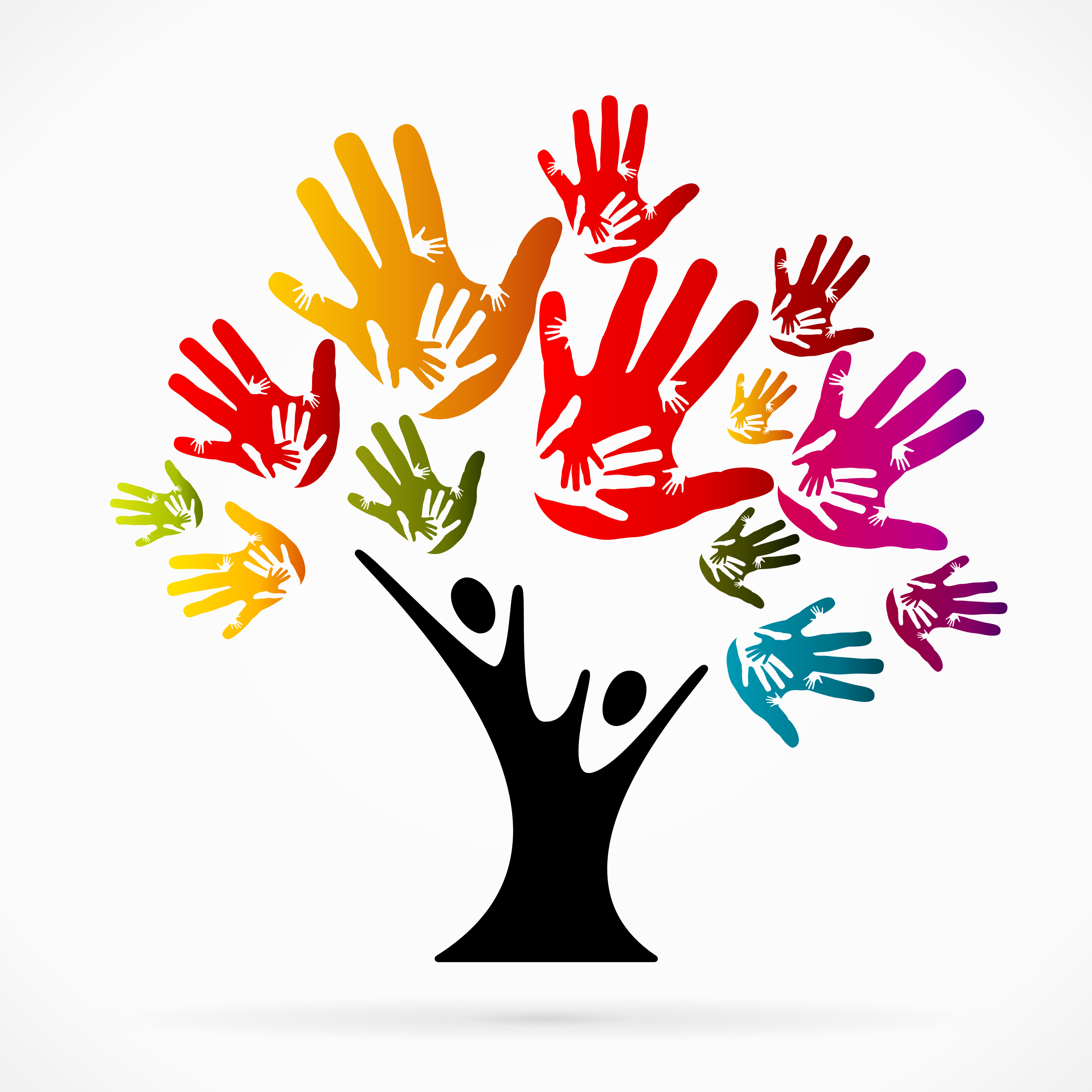 Волонтеры графика. Дерево с ладошками. Символ толерантности. Цветные руки. Символ волонтеров.
