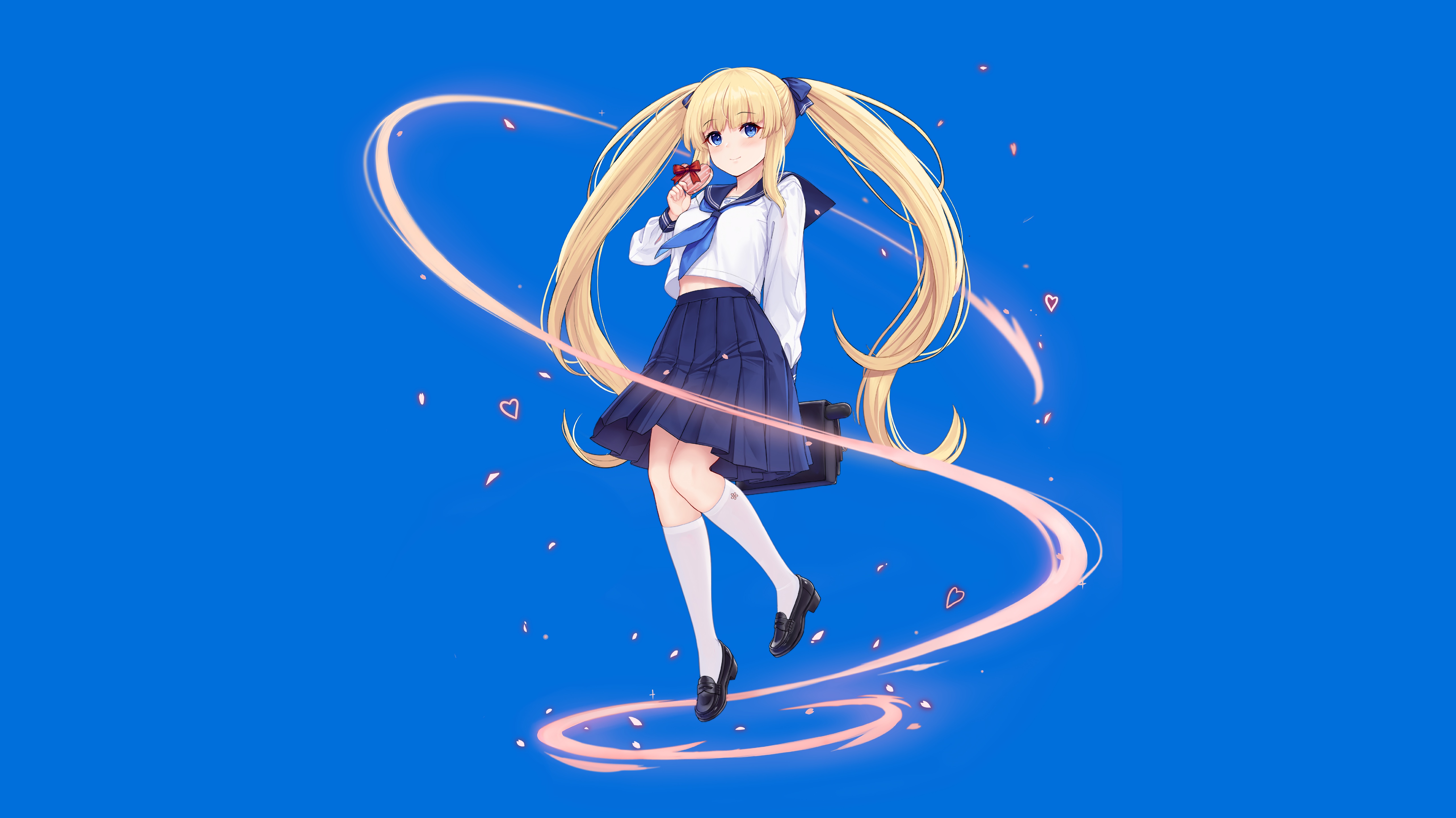 Скачать обои girl, school uniform, long hair, anime, blue eyes, beautiful,  pretty, attractive, раздел сёнэн в разрешении 5132x2886