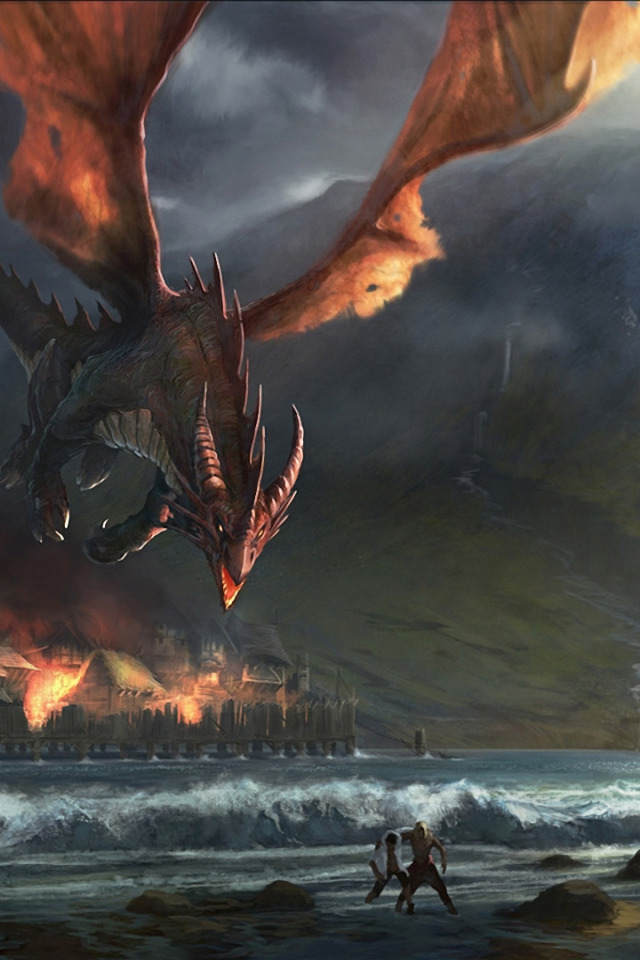 Дракон атакует. Огненный дракон Смауг. Озерный дракон. Смауг дракон огонь. Смауг сжигает Озёрный город.