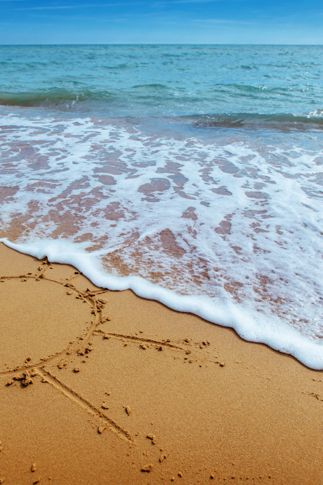 песок, море, волны, пляж, лето, небо, солнце, берег