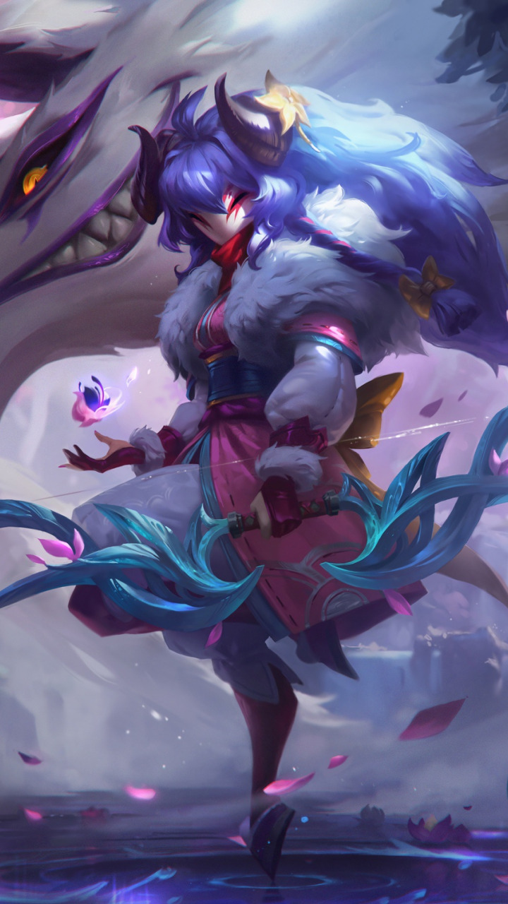 Скачать обои League of Legends, Skin, Kindred, Spirit Blossom, раздел игры  в разрешении 720x1280