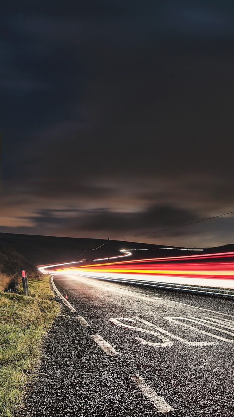 дорога, ночь, огни