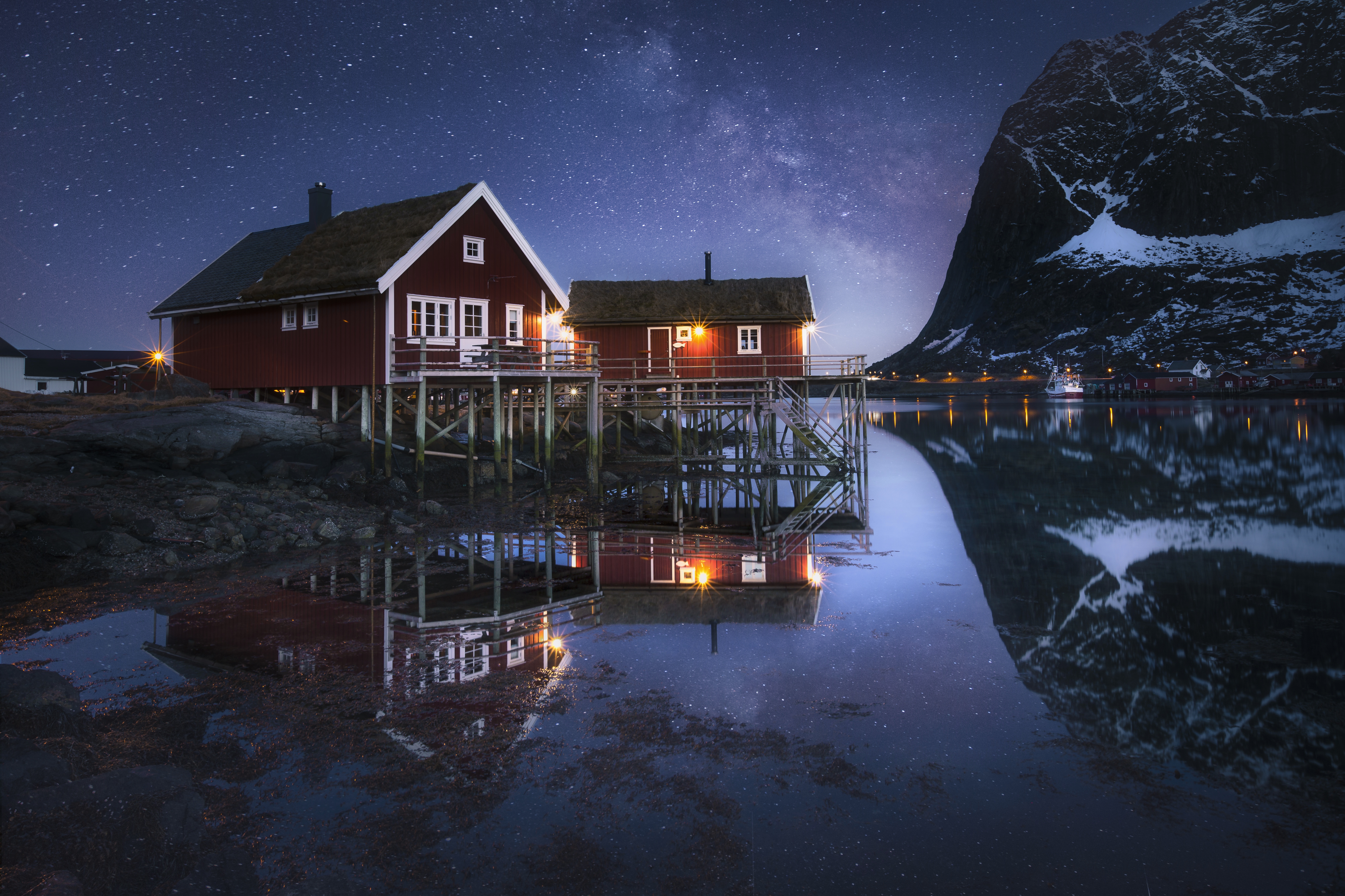 Лофотенские острова Норвегия ночь