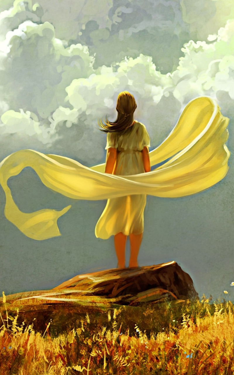 Песня благодарю небо. Девушка на ветру. Картина девушка и ветер. Иллюстрации счастье. Душевные иллюстрации.