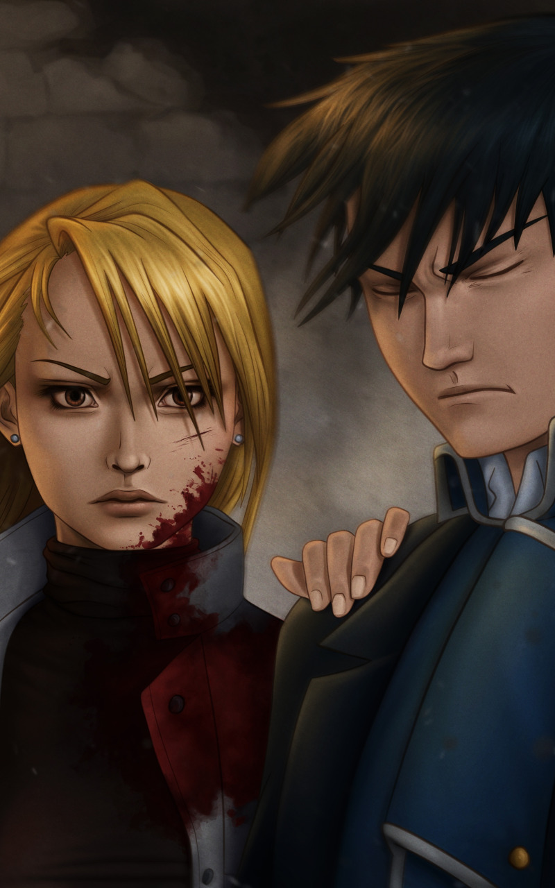 Скачать обои Roy Mustang, Riza Hawkeye, anime, <b>Fullmetal</b> <b>Alchemist</b>, раздел ...