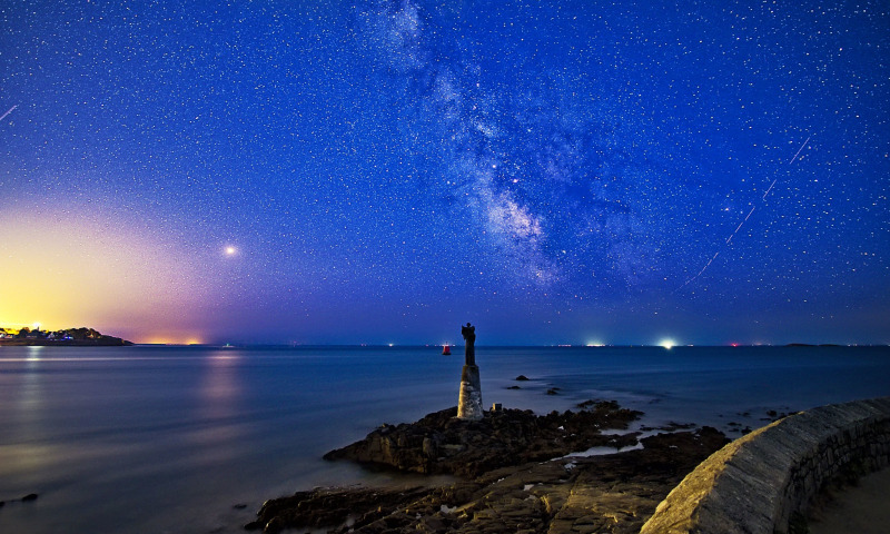 #constellation #evening #horizon #ocean #sea #sky #stars