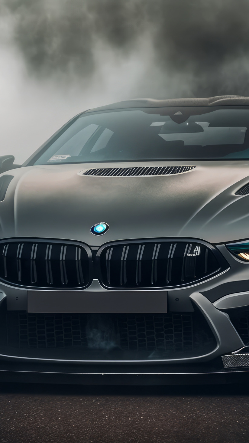 Скачать обои wallpaper, Bmw, Smoke, picture, BMW M8, Front View, AI Art,  раздел bmw в разрешении 824x1464