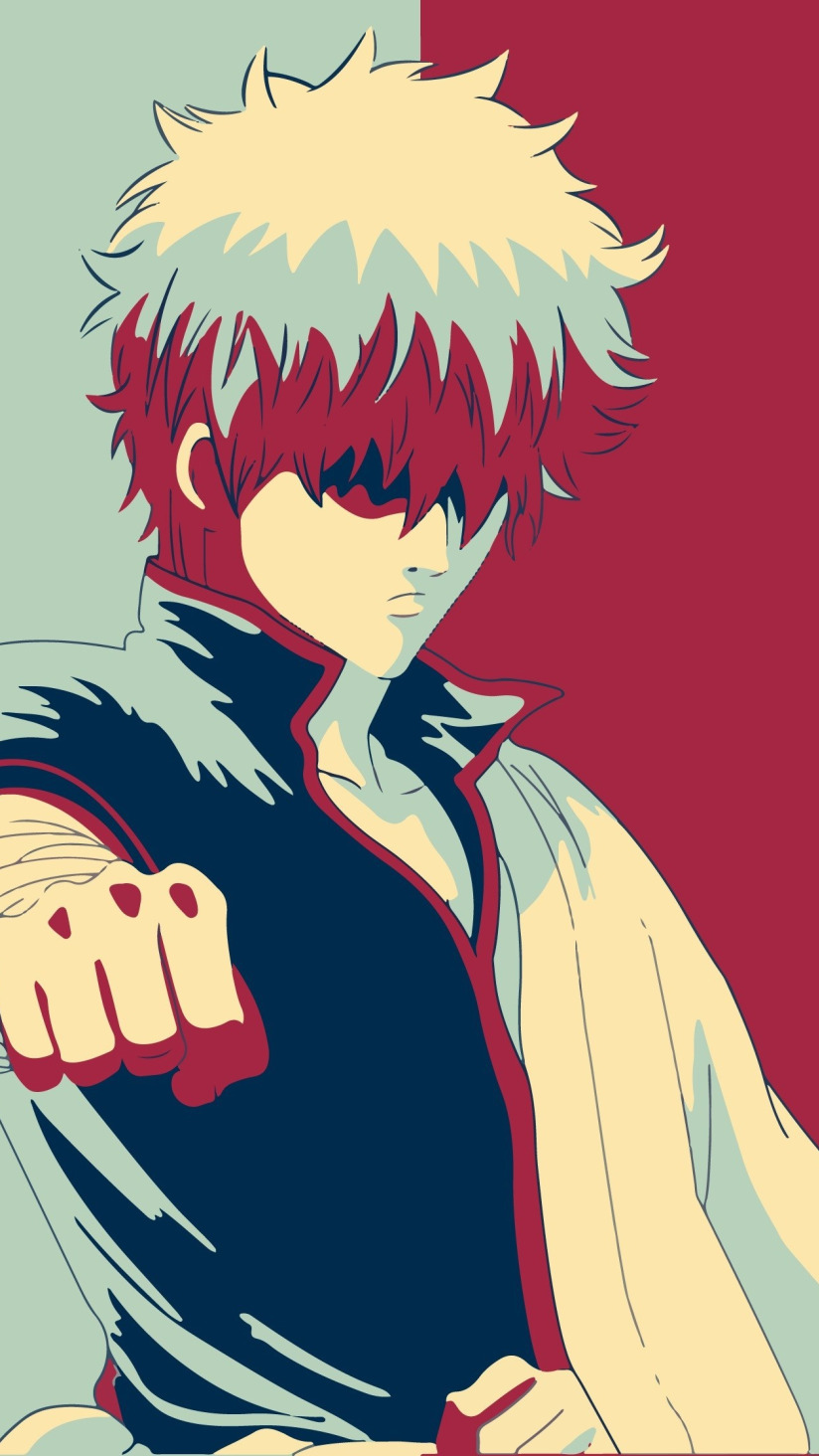 Скачать обои anime, samurai, manga, Gintama, kimono, japonese, раздел  минимализм в разрешении 824x1464