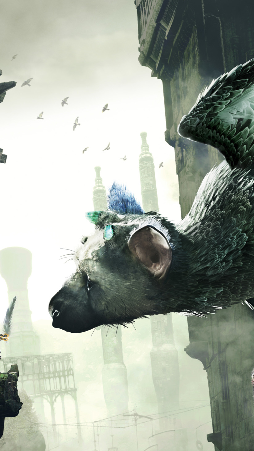 Скачать обои Мальчик, Перья, Крылья, Храм, Зверь, Когти, The Last Guardian,  Хранитель, раздел игры в разрешении 824x1464