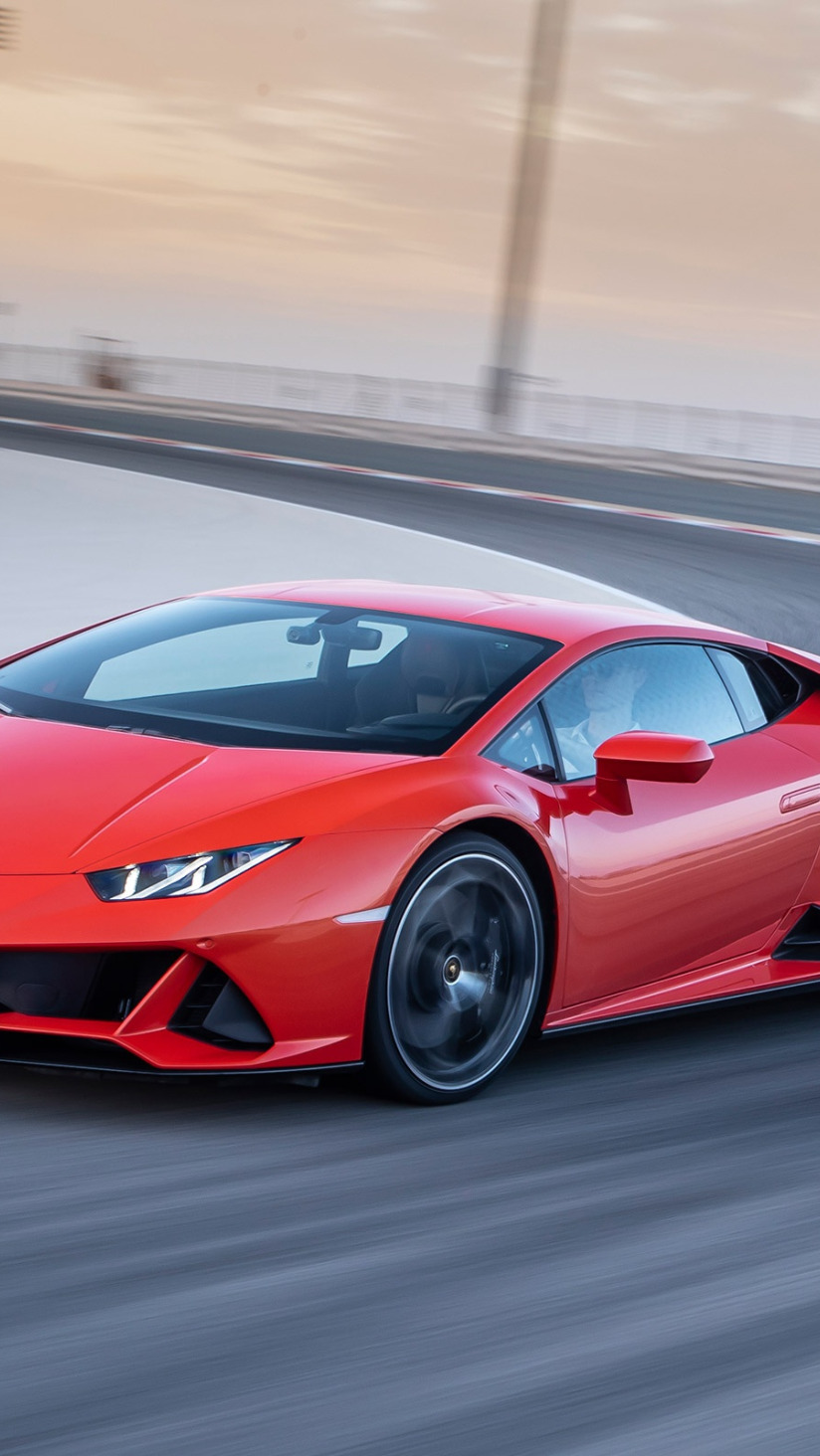 Скачать обои дорога, машина, Lamborghini, красная, Ламборгини, Lamborghini  Huracan EVO, раздел lamborghini в разрешении 824x1464