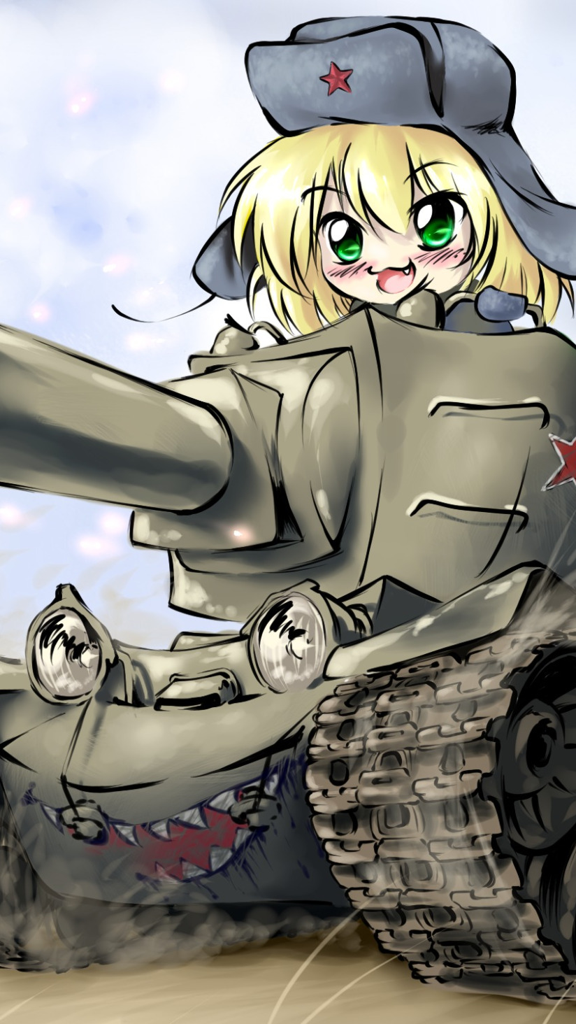 Скачать обои девушка, танк, Арт, chibi, kv-2, раздел прочее в разрешении  824x1464