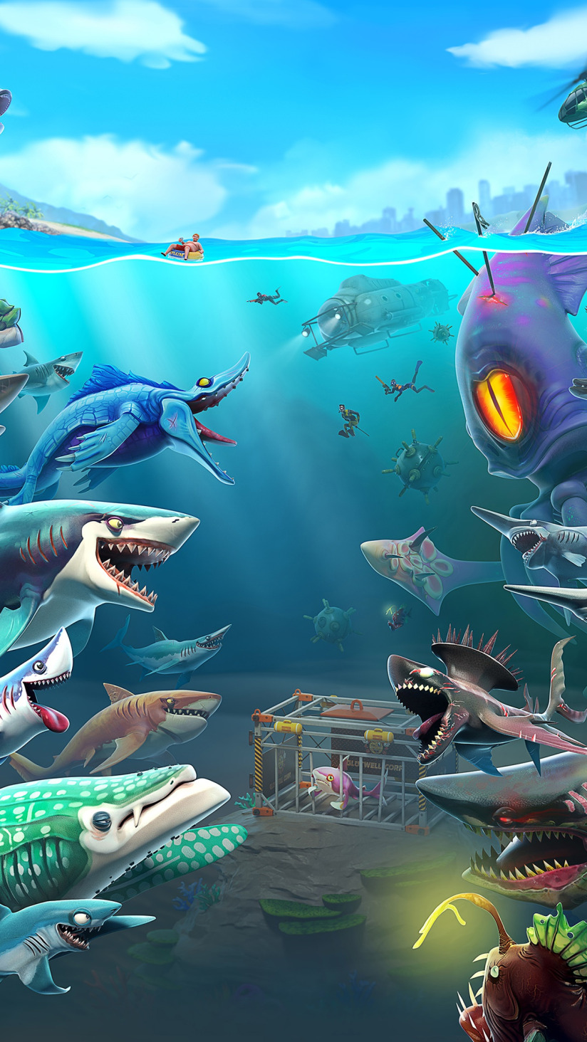 Скачать обои Game, VideoGame, Hungry Shark World, раздел игры в разрешении  824x1464