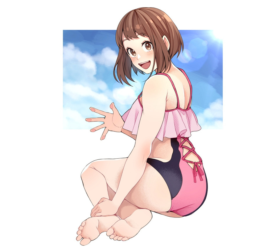 Скачать обои купальник, девушка, Boku no Hero Academia, My Hero Academia,  Uraraka Ochako, Моя Геройская Академия, Урарака Очако, раздел сэйнэн в  разрешении 960x854