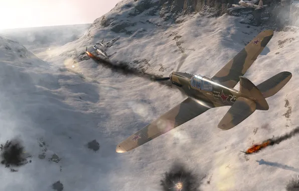 Небо, облака, Арт, War Thunder, hibikirus, p40