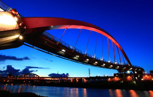 Картинка ночь, мост, город