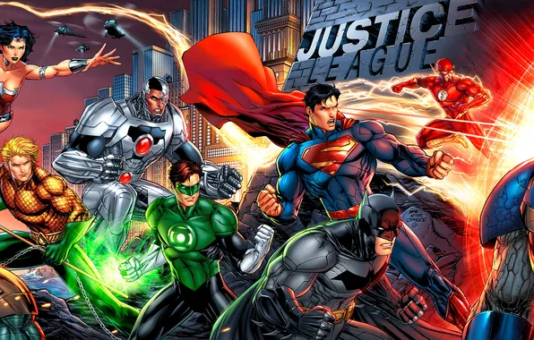 Картинка batman, superman, green lantern, cyborg, DC Comics, Flash, Aquaman, Justice League