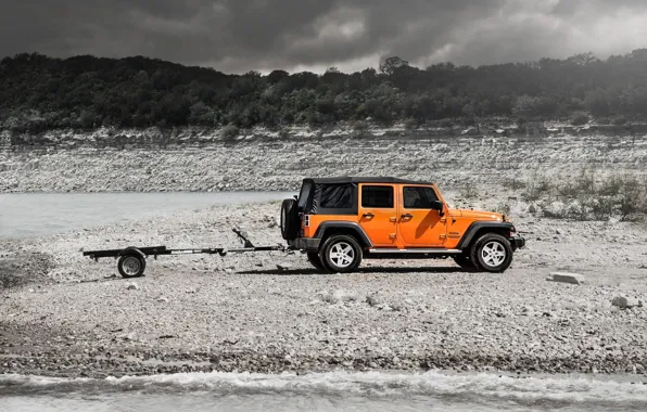 Берег, прицеп, Jeep, с прицепом