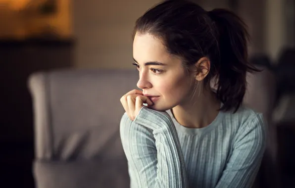 Картинка girl, brown eyes, photo, photographer, ponytail, model, lips, face