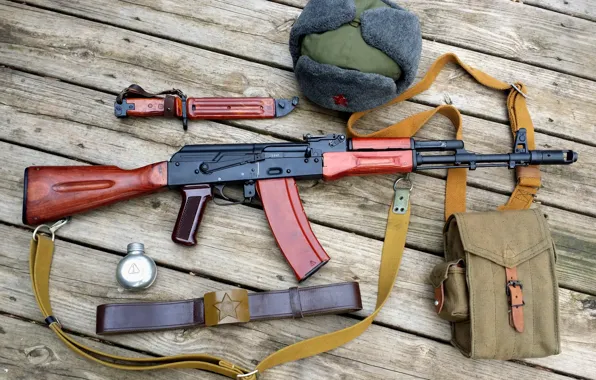Картинка шапка, автомат, ремень, AK-47, Калаш, штык нож