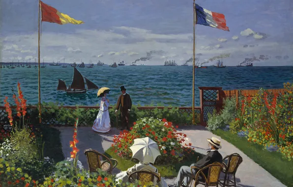 Искуство, картина маслом, 1867, Клод Моне, Терраса в Сент-Адресс