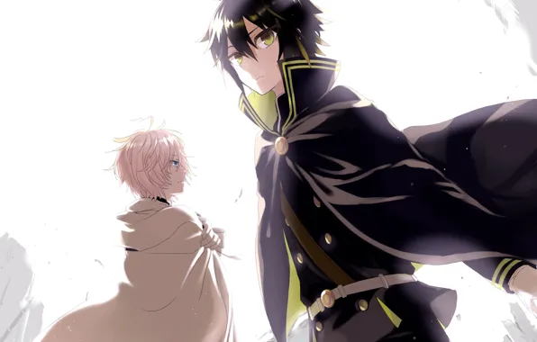 Парни, Owari no Seraph, Последний серафим, Юичиро Хакуя, Микаэла Хакуя