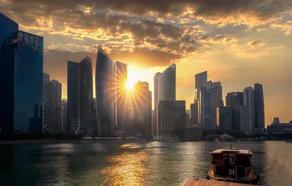 Город, панорама, Сингапур, Singapore, Singapore city