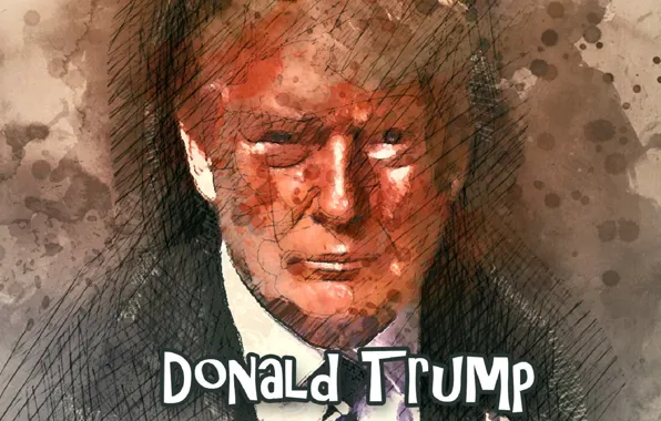 Картинка Взгляд, USA, США, Президент, Арт, Donald Trump, Дональд Трамп, 45-й президент США