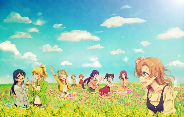 Девушки, anime, art, love live