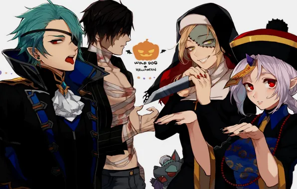 Игра, аниме, арт, хеллоуин, closers